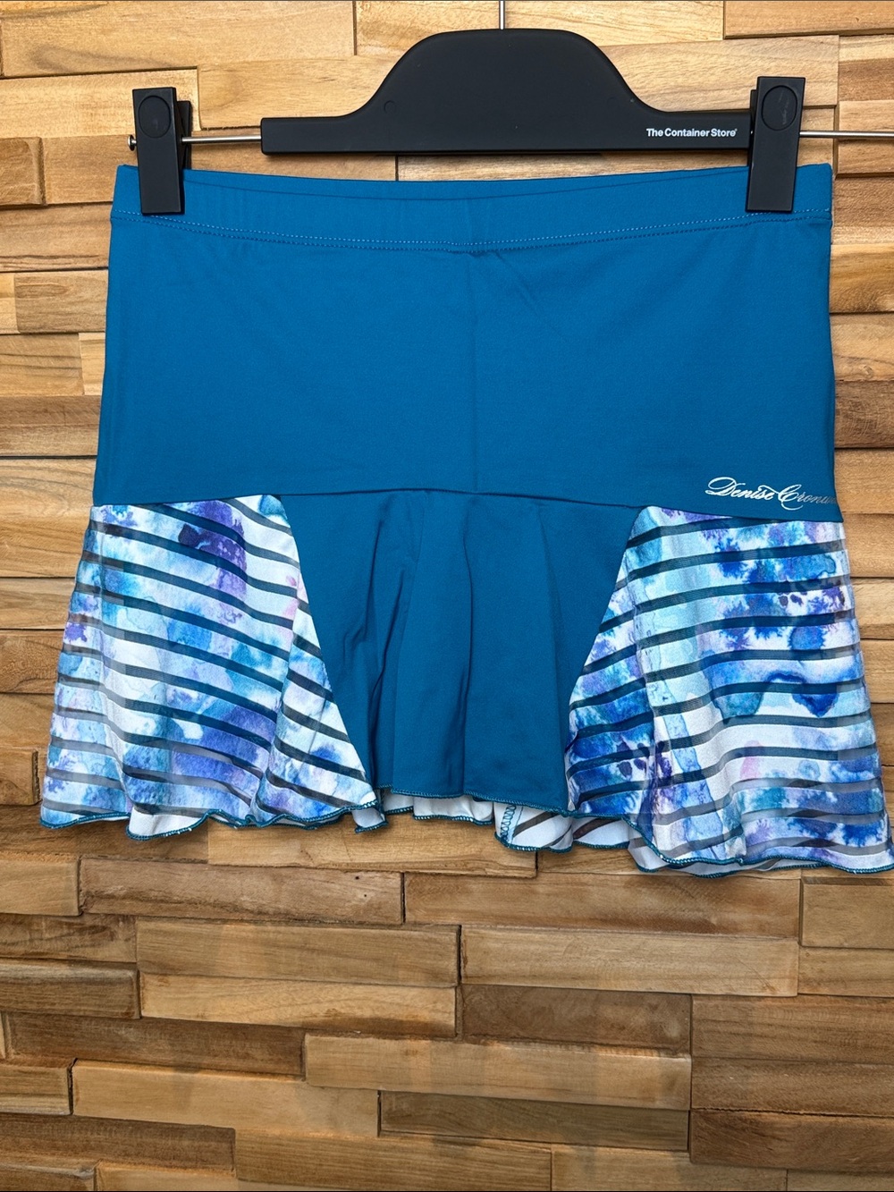 Denise Cornwall  Skort Teal Athletic Skirt with Blue Patterned Panels